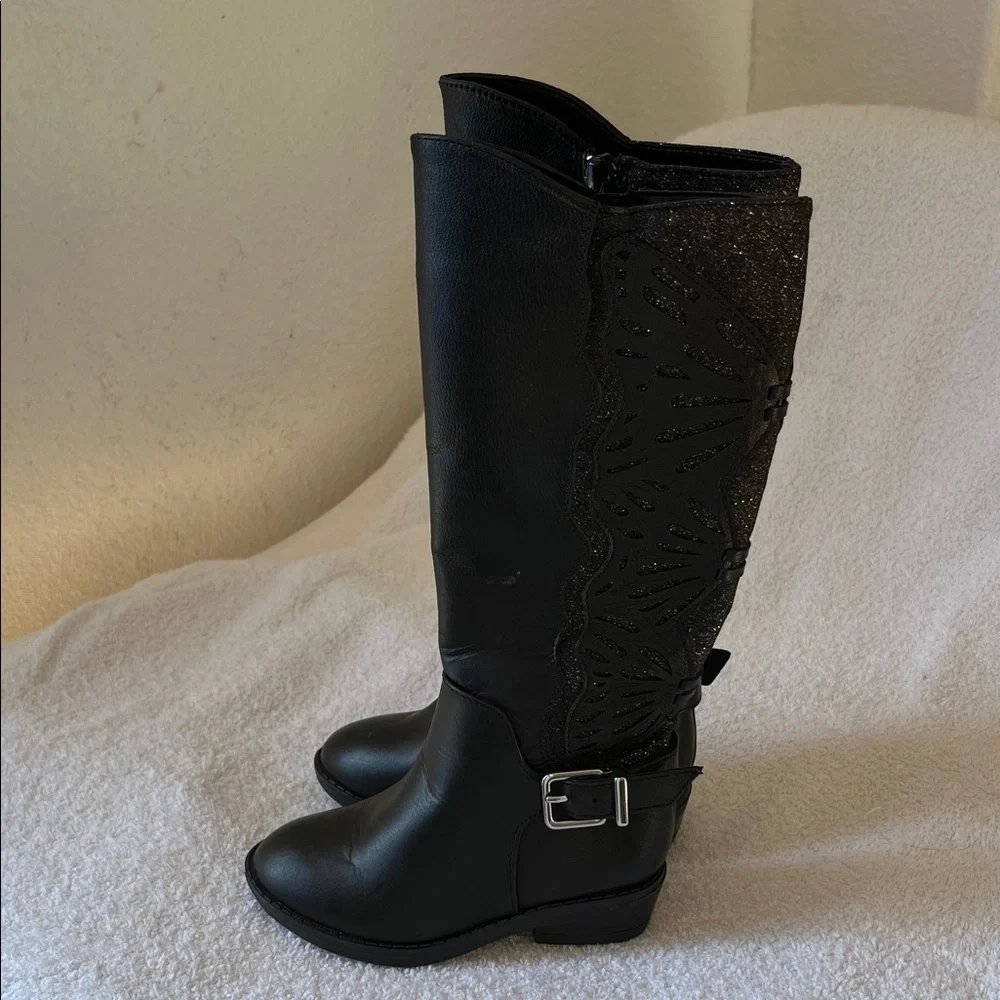 Copper Key Elegant Black Over the Knee Boots